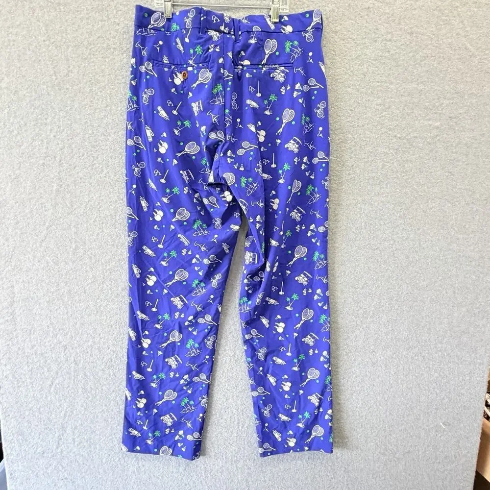 Polo Golf Ralph Lauren Pants Mens 32x31 Blue Novelty Print Tailored Fit Sports